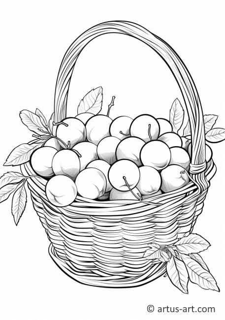 Basket of Plums Coloring Page
